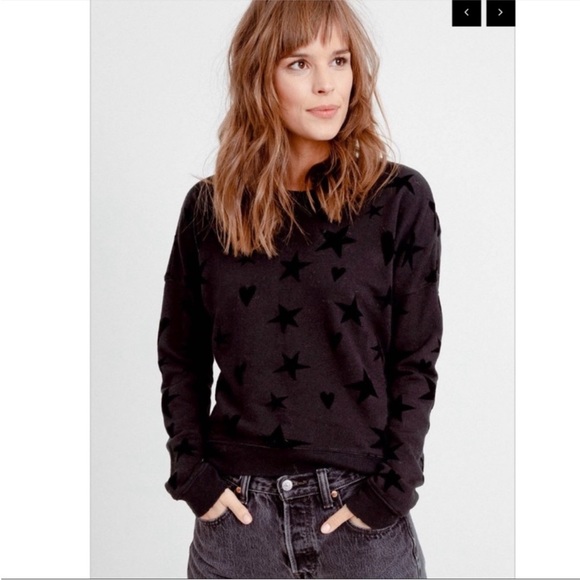 Rails Tops - Rails Marlo Flocked Hearts and Stars Zippered Sides Sweater Size Medium
